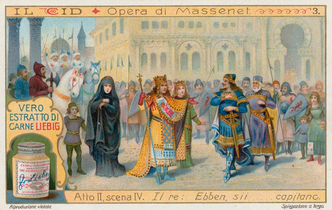 Le Cid von Massenet, Liebig-Karte, frühes 20. Jahrhundert von European School