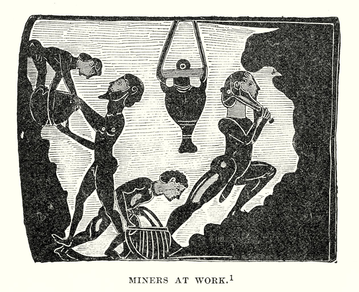 Bergleute bei der Arbeit (Gravur) von European School