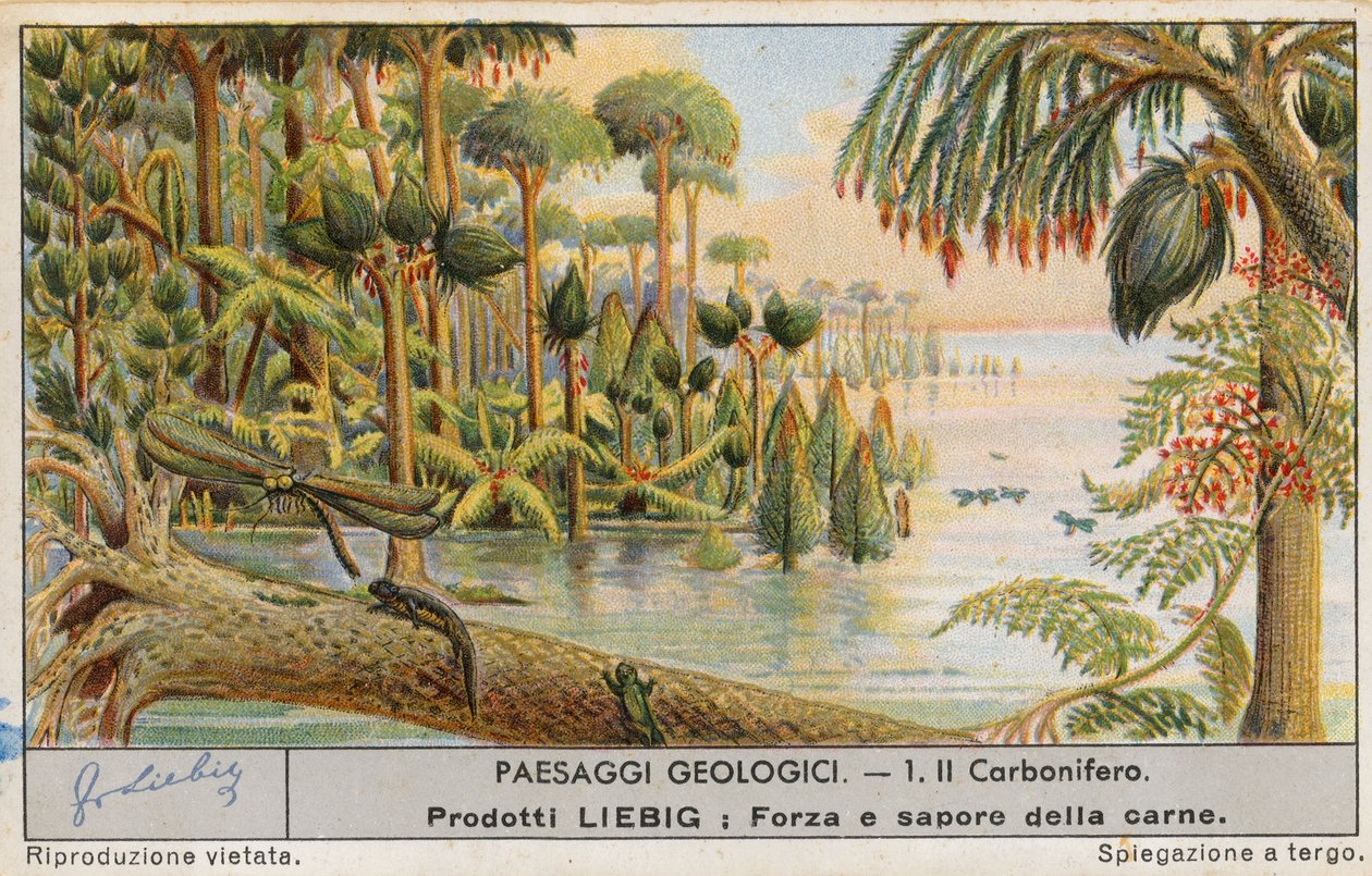 Prähistorische Welt, Liebig-Karte, frühes 20. Jahrhundert von European School