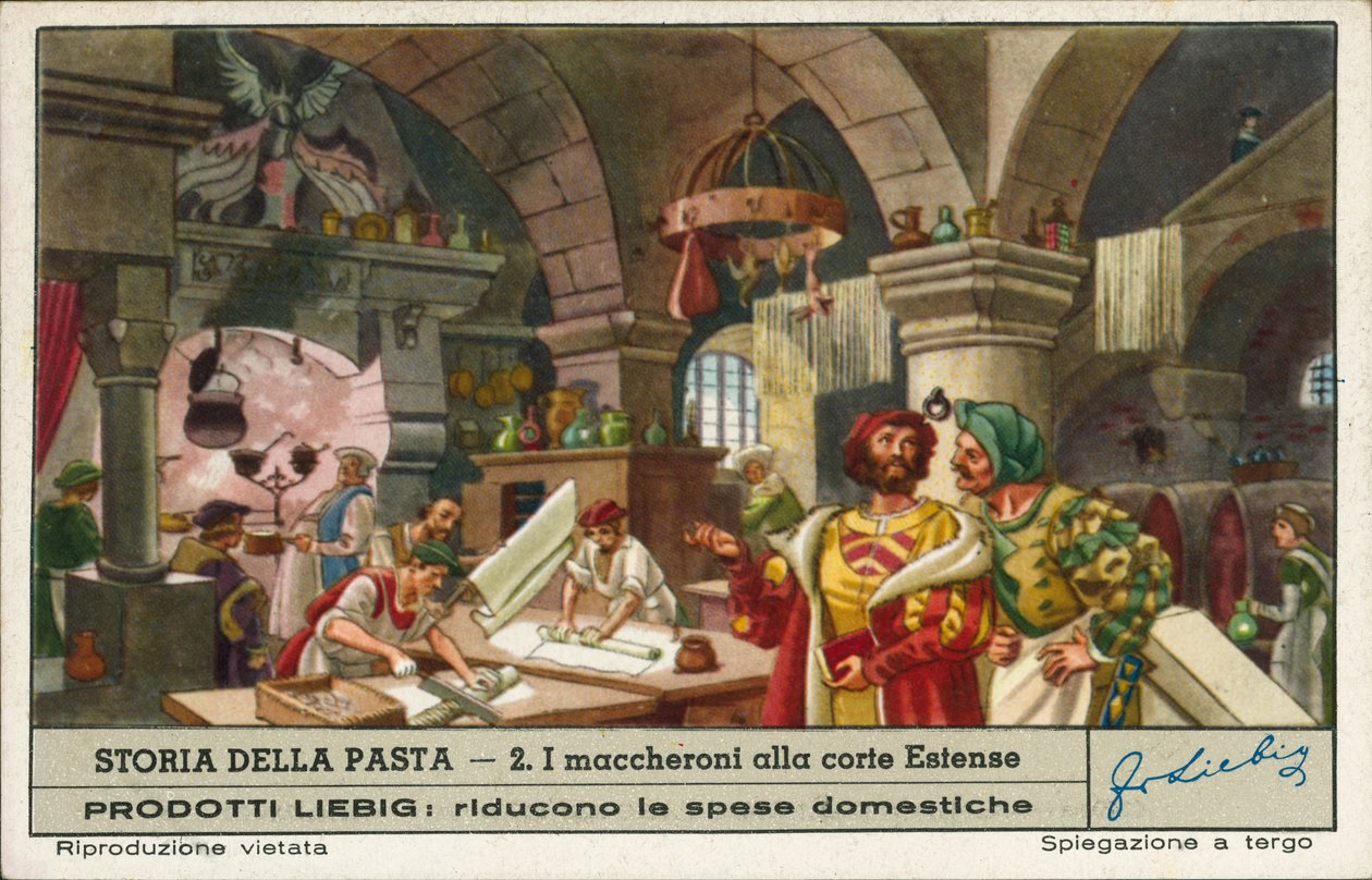Zubereitung von Makkaroni in den Küchen des Este-Hofs, Italien von European School