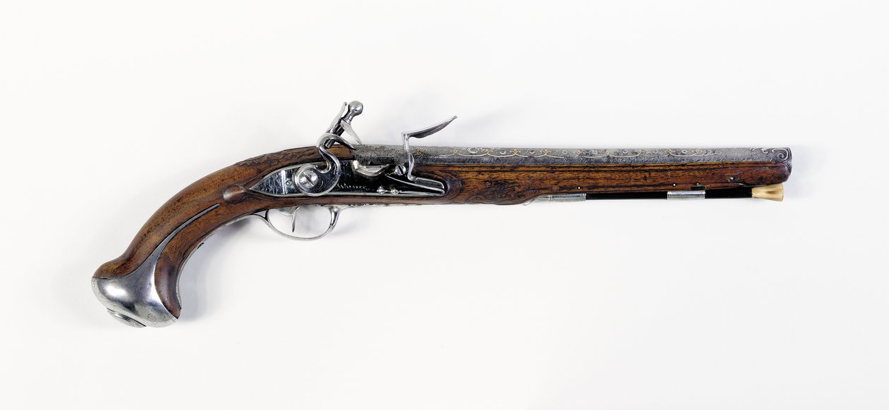 Das Lafayette-Washington-Paar von stahlmontierten "Sattel"-Pistolen, ca. 1775-76 von European School