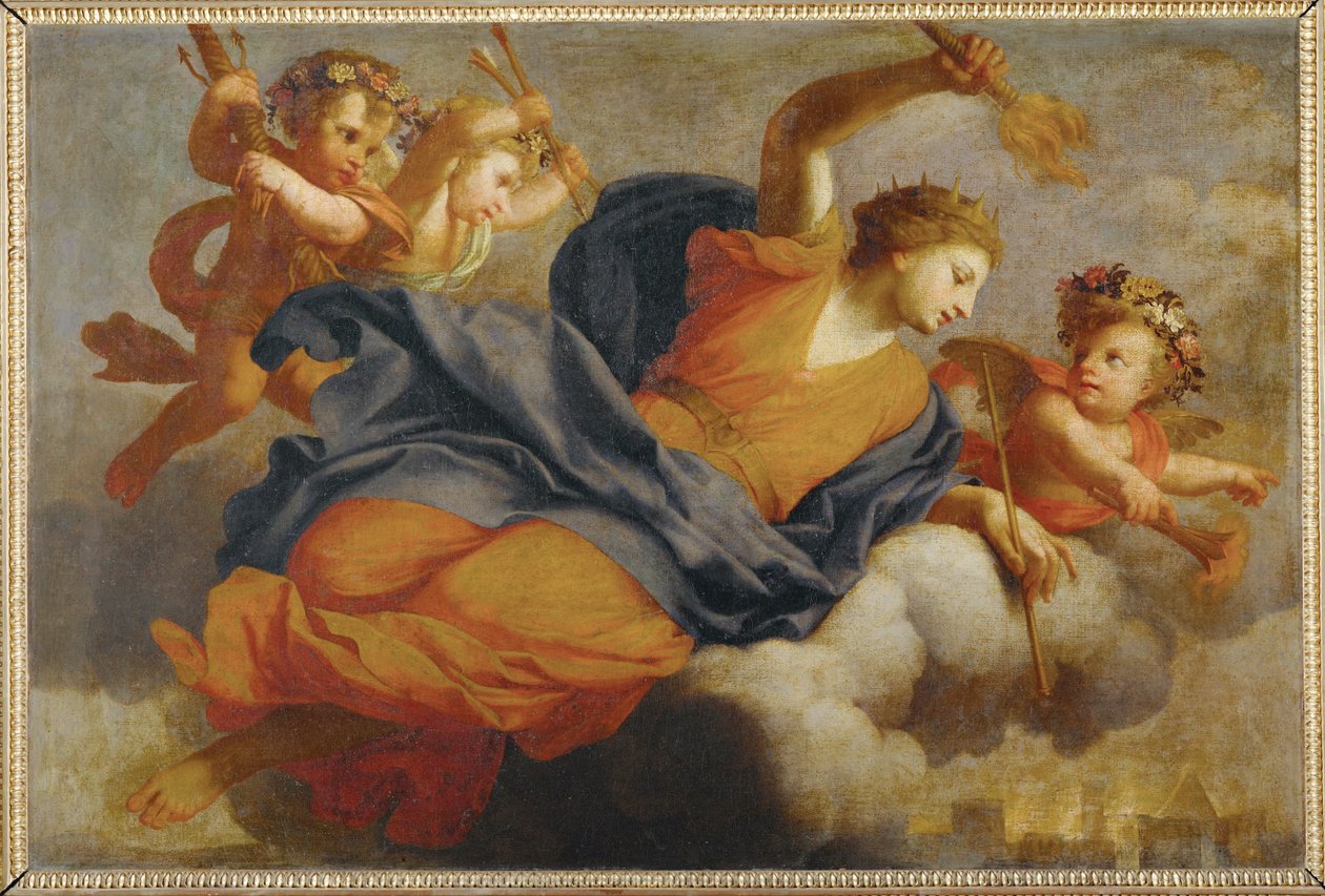 Juno wirft ihren Blitz gegen Troja von Eustache Le Sueur