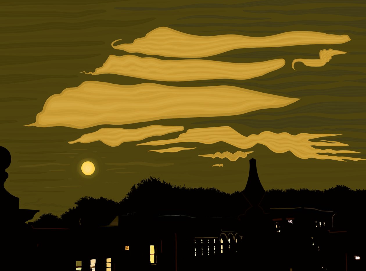 Wolken, Mond und Park vom Dach von Evan Sklar