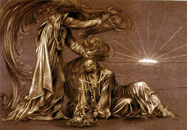 Fertige Studie für Earthbound, ca. 1897 (Kreide) von Evelyn De Morgan