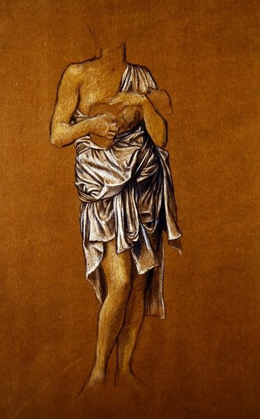 Linkshändige weibliche Bittstellerin auf einem Steg von Evelyn De Morgan
