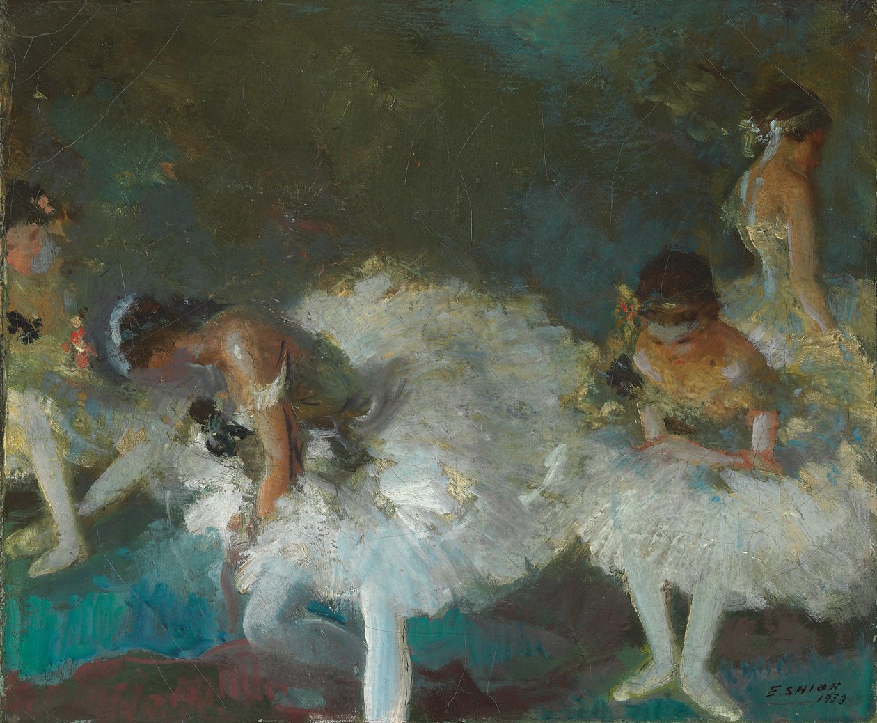 Tänzer hinter der Bühne von Everett Shinn