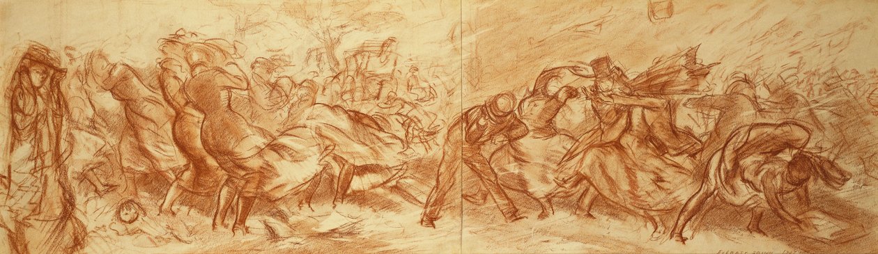 Stürmische Straße, New York, ca. 1907 von Everett Shinn