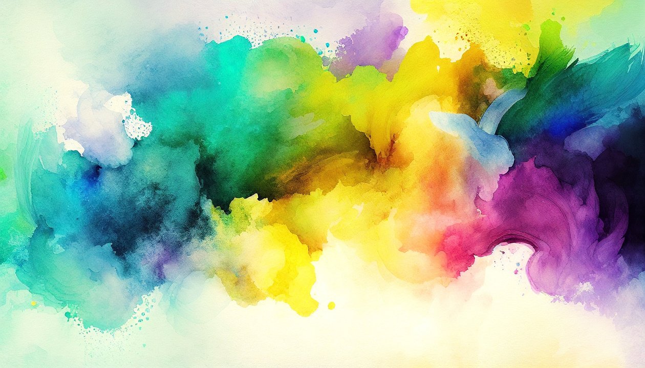 Aquarell abstrakt, bunte Hintergrundmalerei von F. Abderrahim