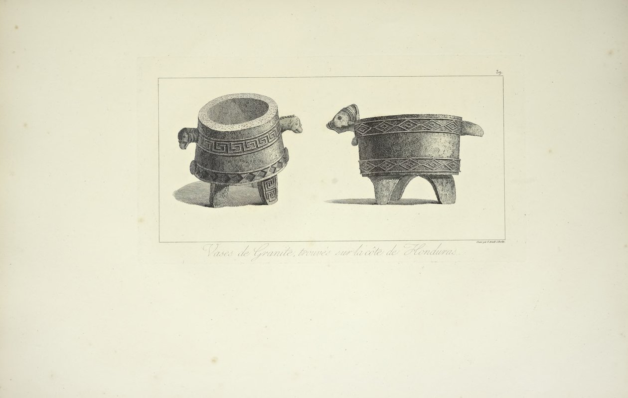 Vasen aus Granit, gefunden an der Küste von Honduras, Illustration aus "Vues des Cordillères et Monumens des Peuples Indigènes de l