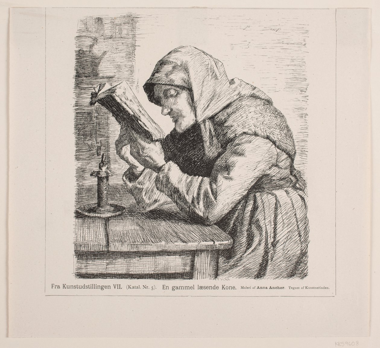 Eine alte lesende Frau von F. Hendriksen