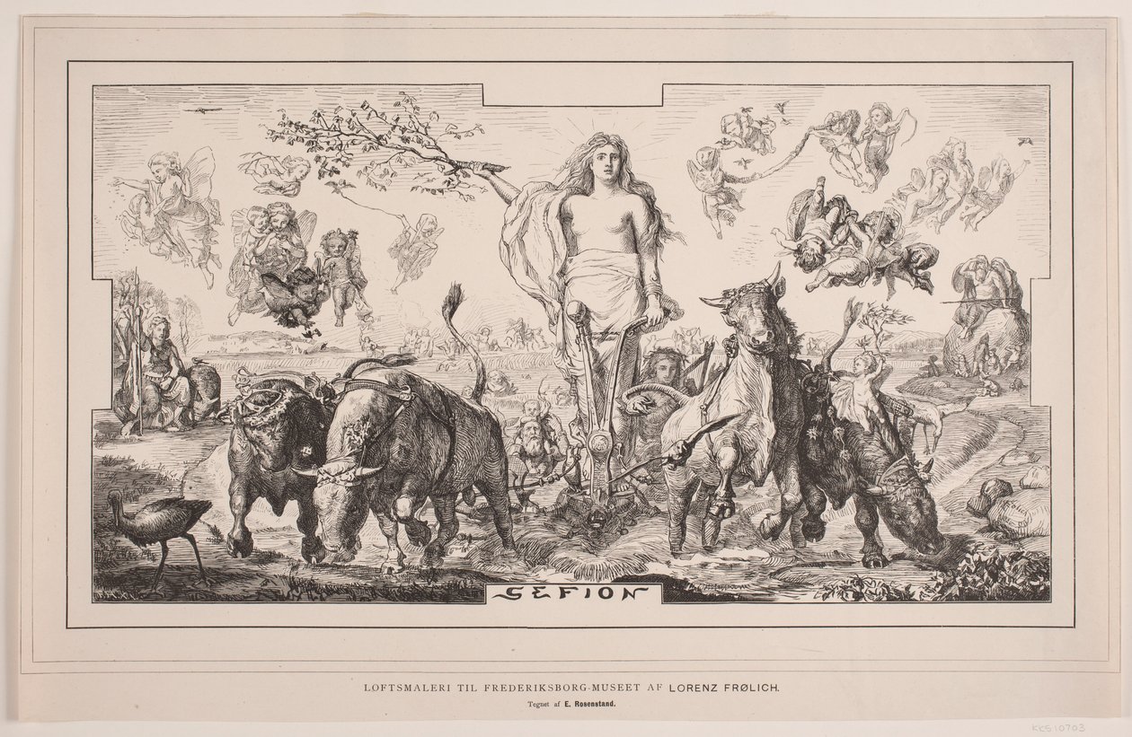 Gefion, Deckenmalerei für das Frederiksborgmuseum von Lorenz Frølich von F. Hendriksen