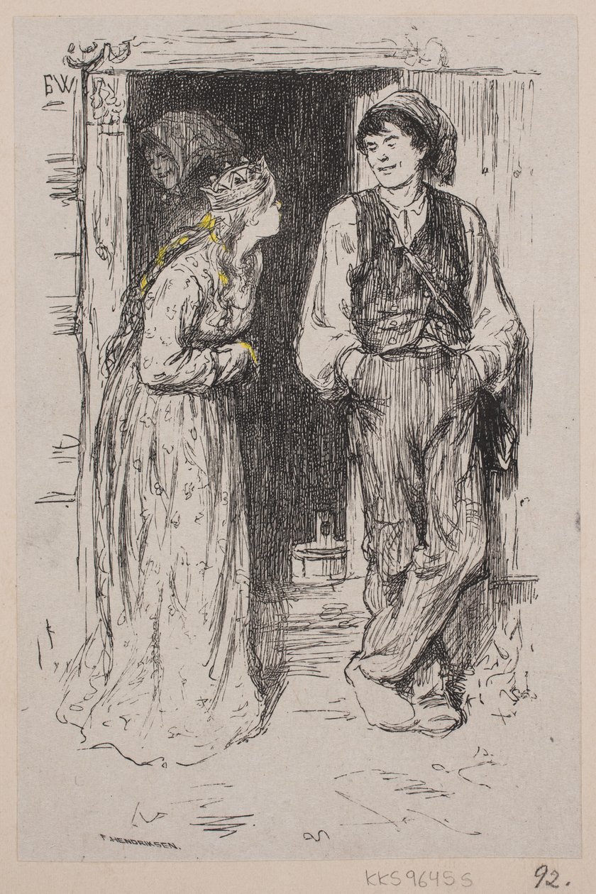 Illustration zu "Askeladden som fik prinsessen til at løgste sig" von F. Hendriksen