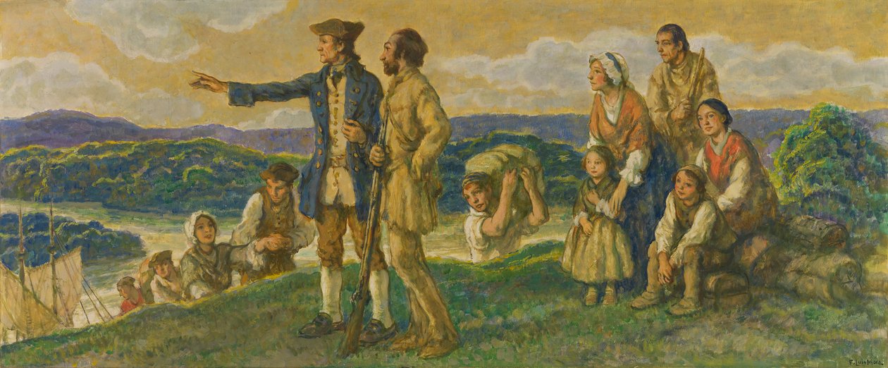 Ankunft von Colonel John Donaldson, Entwurf für Wandgemälde von F. Luis Mora