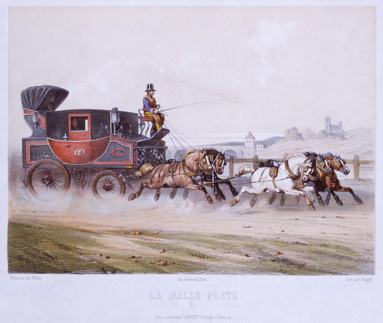 Die Postkutsche, graviert von Charles Bargue (1826-83) von F. after Fort
