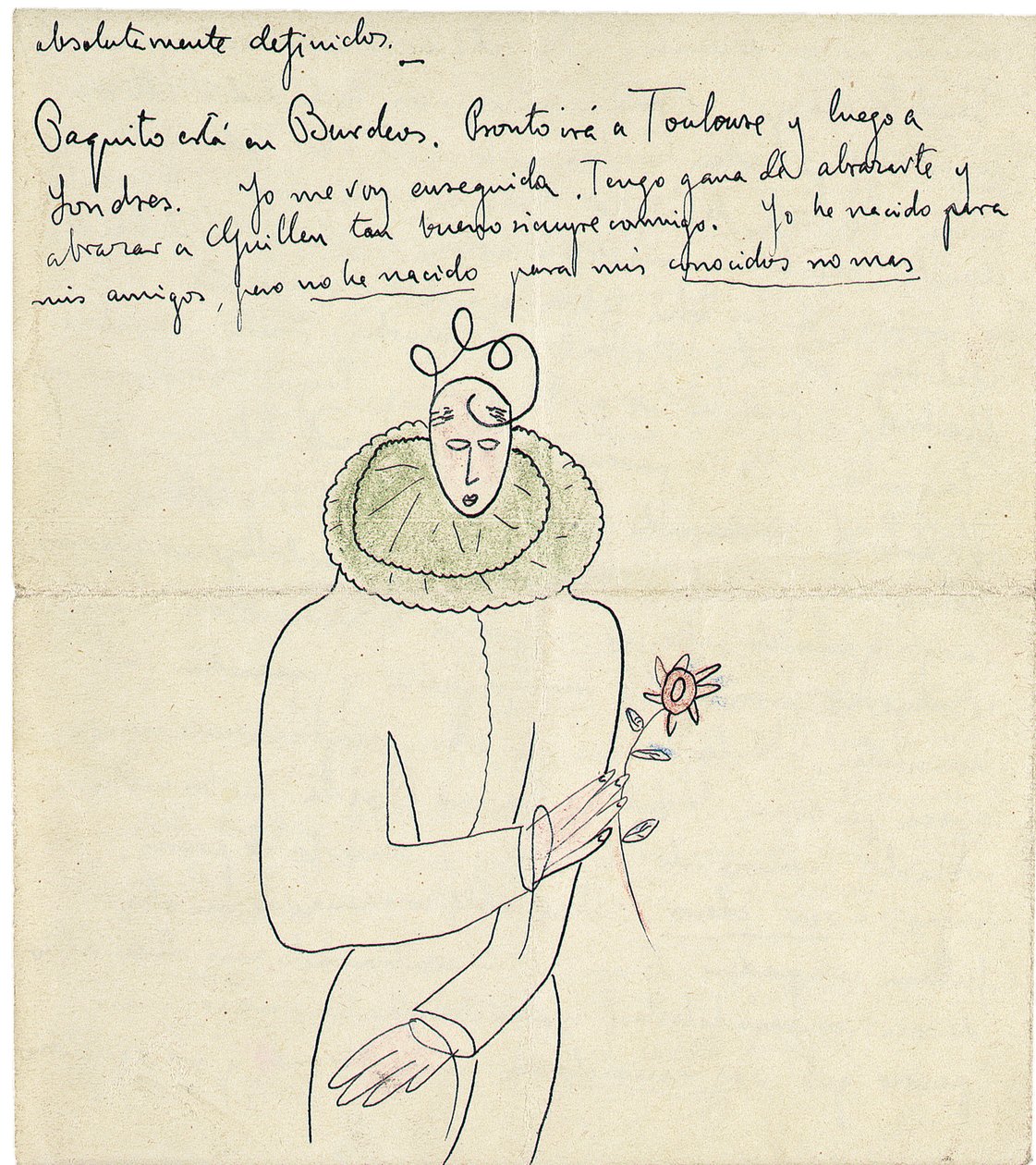 Autographenbrief an Melchor Fernandez Alamgro, Granada, Ende Januar 1926 von Federico Garcia Lorca