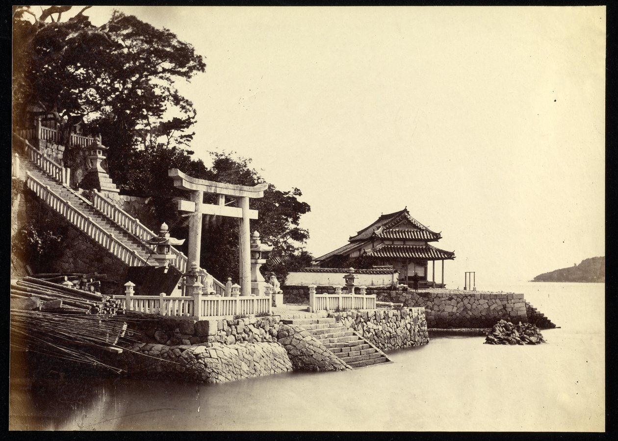 Eingang des Tempels von Kami-Hamayou in Shimonoseki von Felice Beato