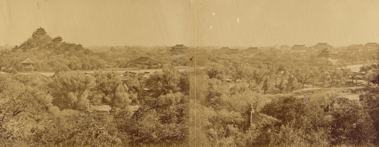 Ansicht des kaiserlichen Winterpalastes, Peking, mit der künstlichen Mühle, 29. Oktober 1860 von Felice Beato
