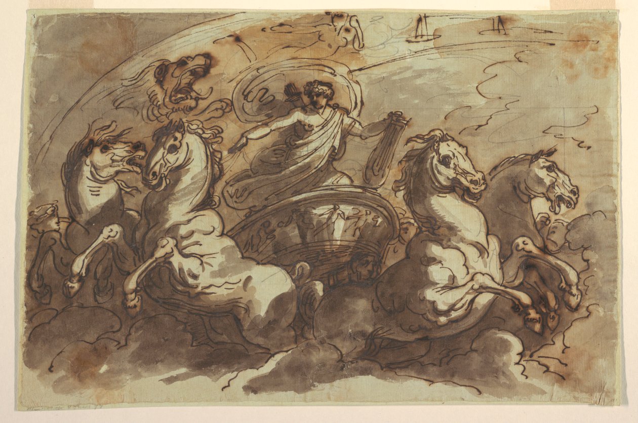 Apollo fährt den Sonnenwagen, für die Sala di Apollo e Diana, Palazzo Bianchetti, Bologna von Felice Giani