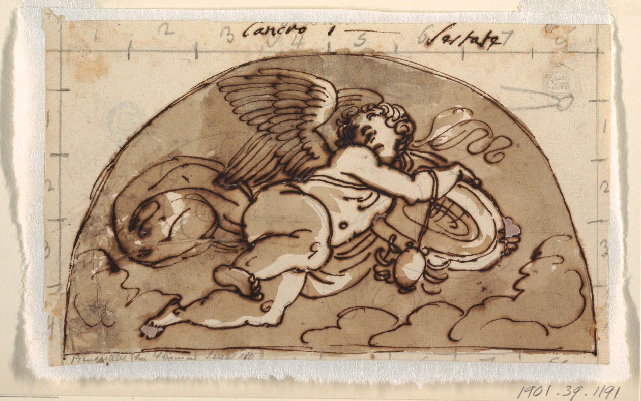 Krebs, Lunette für die Decke, Sala Ottagonale, Palazzo Milzetti, Faenza von Felice Giani