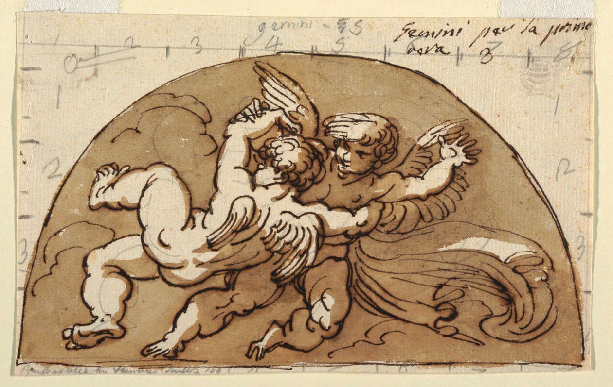 Zwillinge, Lunette für die Decke, Sala Ottagonale, Palazzo Milzetti, Faenza von Felice Giani