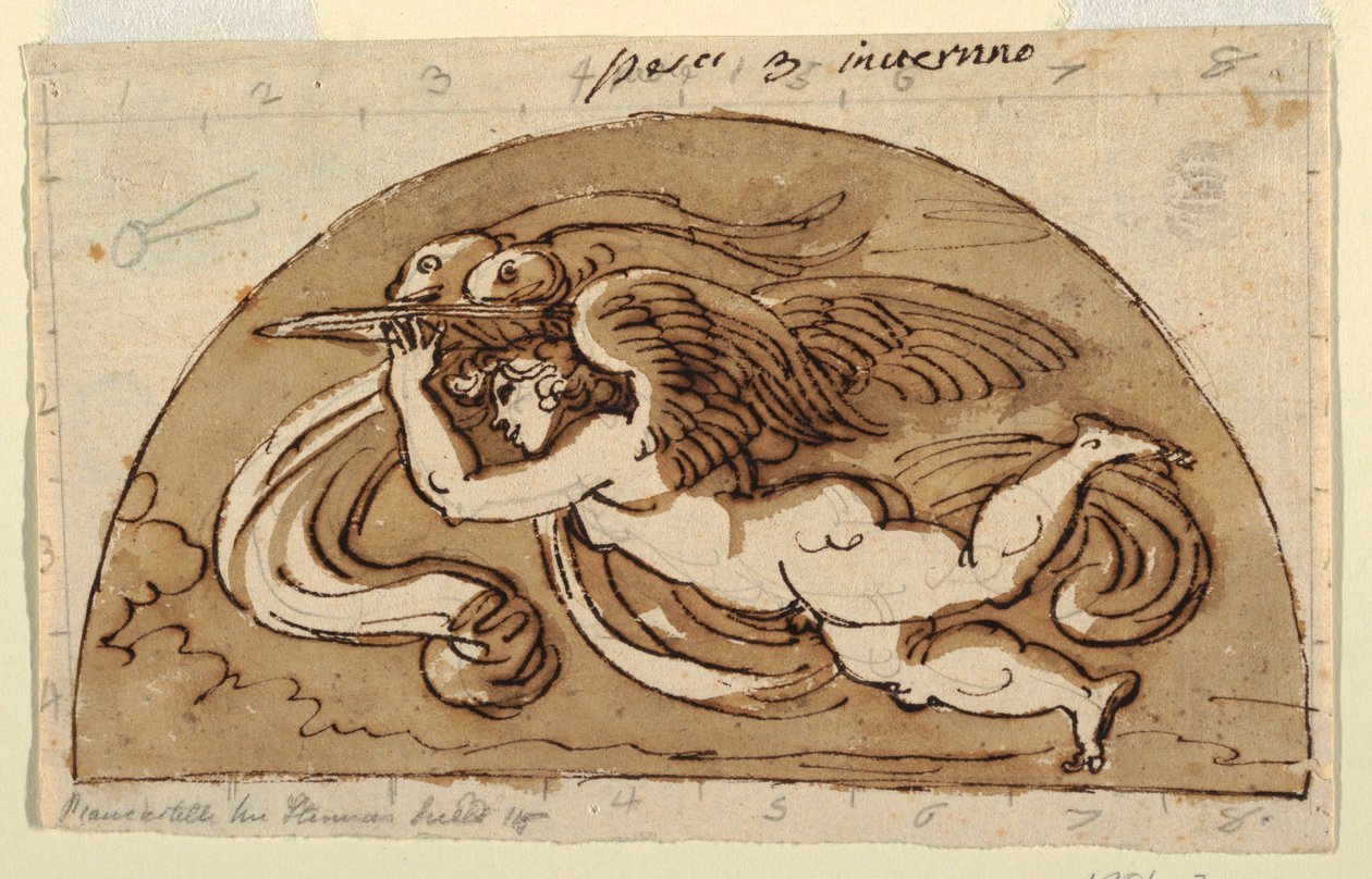 Fische, Lünette für die Decke, Sala Ottagonale, Palazzo Milzetti, Faenza von Felice Giani