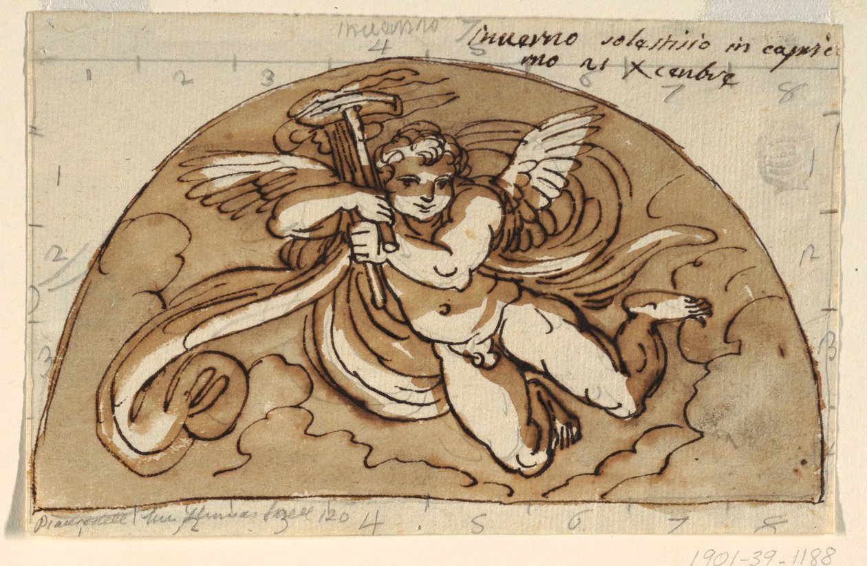 Winter, Lunette für die Decke der Sala Ottagonale, Palazzo Milzetti, Faenza von Felice Giani
