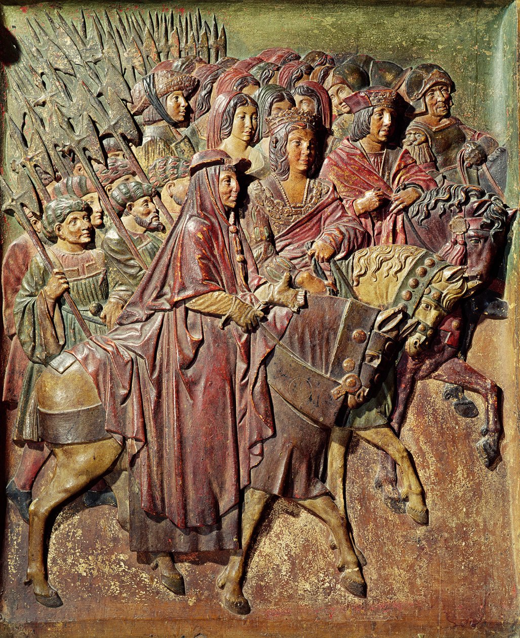 Relief, das den Einzug von König Ferdinand II. von Aragon und Königin Isabella I. von Kastilien in Granada darstellt von Felipe Bigarny or Vigarny