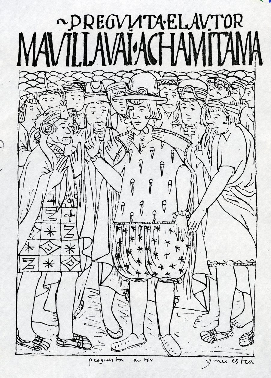 Poma de Ayala erkundigt sich nach der Geschichte des alten Peru von Felipe Huaman Poma de Ayala