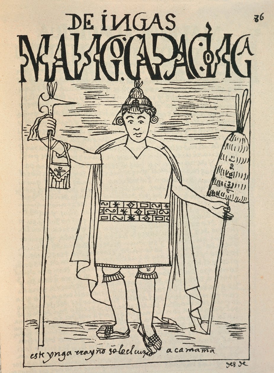 Darstellung von Manco Capac, dem legendären Gründer des Inkareichs und einer Figur der Inka-Mythologie von Felipe Huaman Poma de Ayala