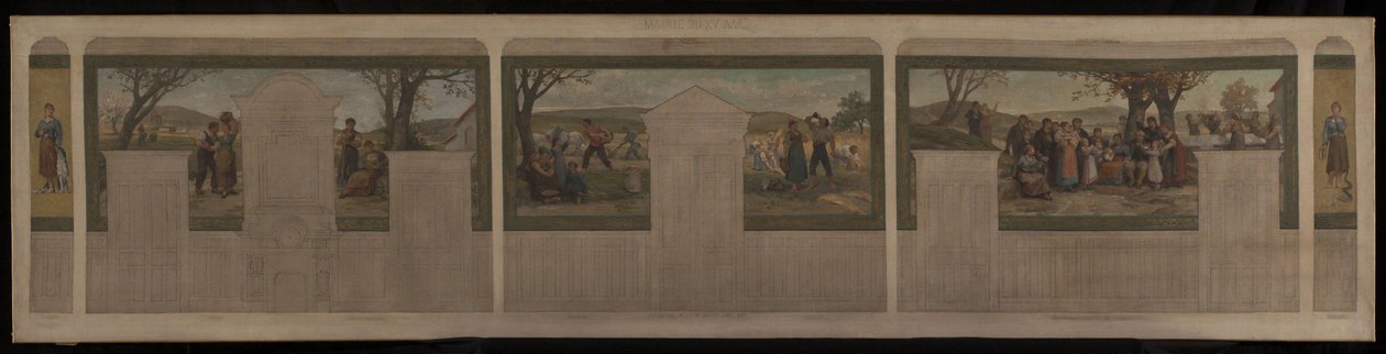 Skizze für den Trausaal des Rathauses des 15. Arrondissements: Treue. Liebe. Mütterliche Liebe. Der Samen. Die Krönung des Lebens. Lebensmitte. Vorsicht von Felix A.M. (after) Jobbe Duval