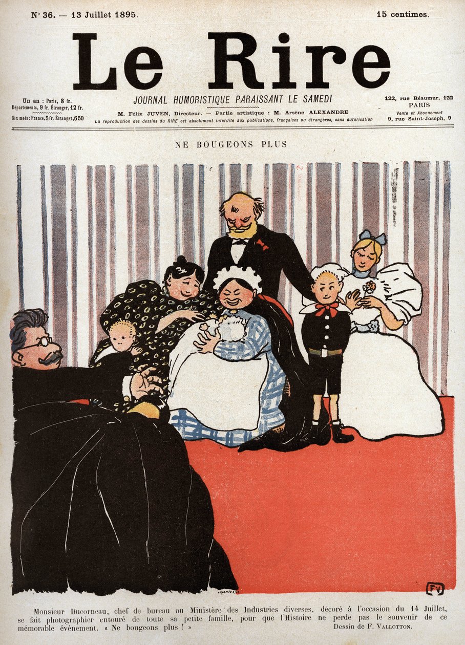 Titelblatt der Zeitung „Le Rire“, Nr. 36, 13. Juli 1895: „Ne bougeons plus“ von Felix Edouard Vallotton