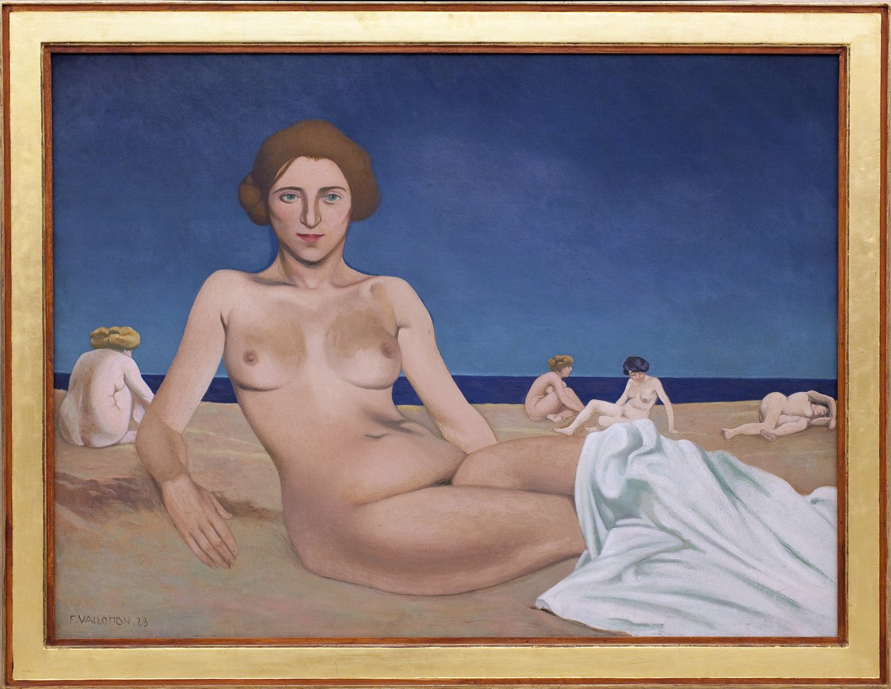 Sonnenbaden am Strand. Gemälde von Félix Edouard Vallotton (1865-1925) von Felix Edouard Vallotton