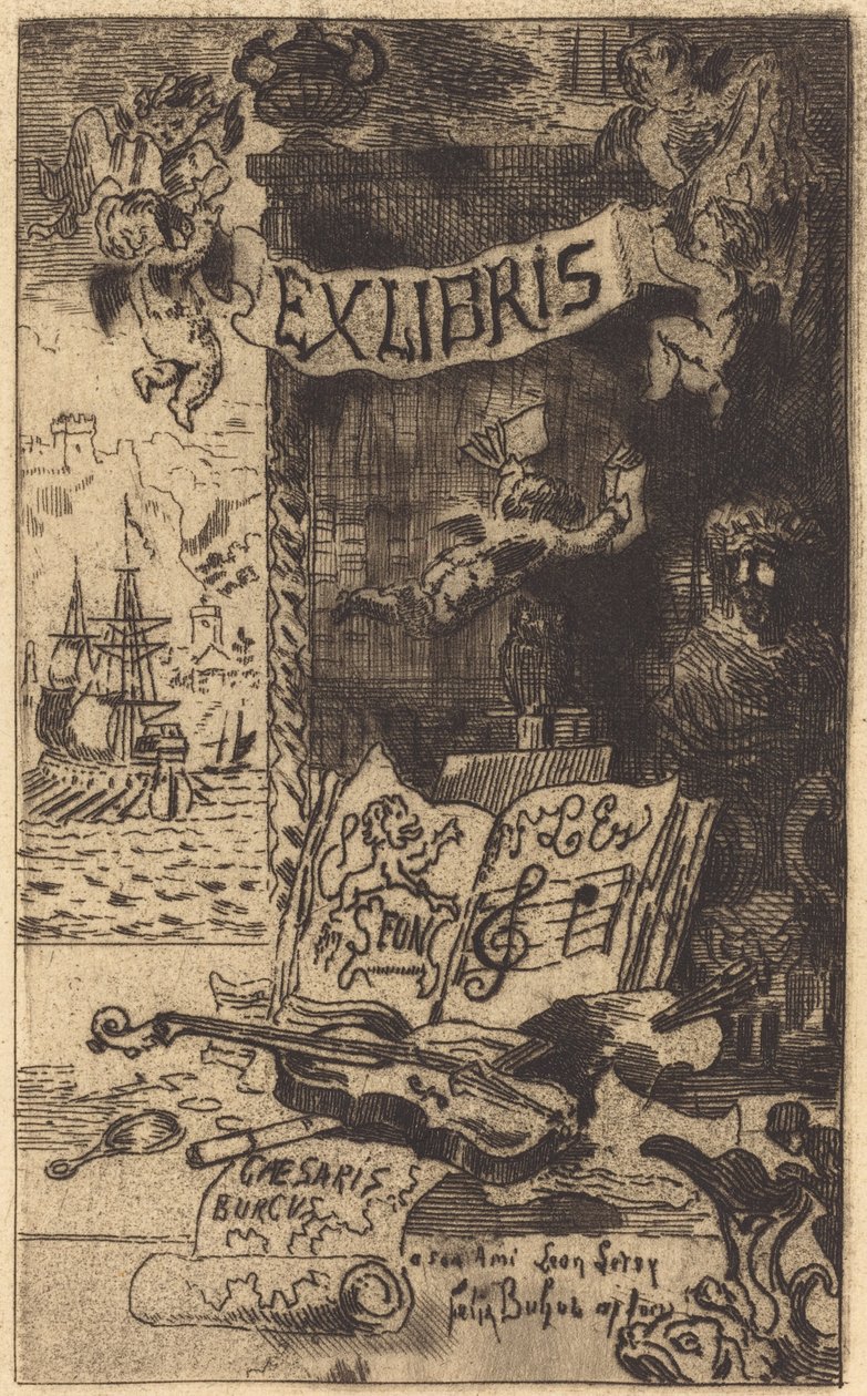 Ex-libris von Léon Lerey von Felix Hilaire Buhot