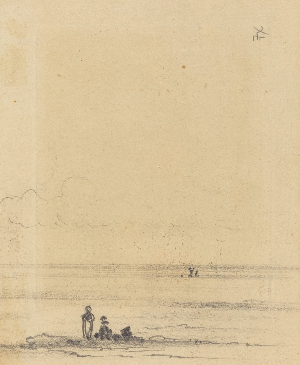 Figuren an einem Ufer [verso], ca. 1875 von Felix Hilaire Buhot