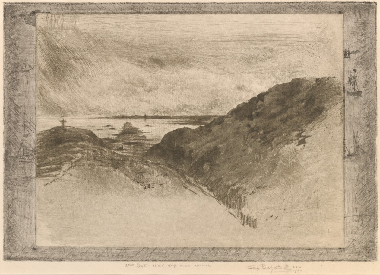 La Falaise: Baie de Saint-Malo Die Klippe: Saint-Malo-Bucht, 1886-1890 von Felix Hilaire Buhot