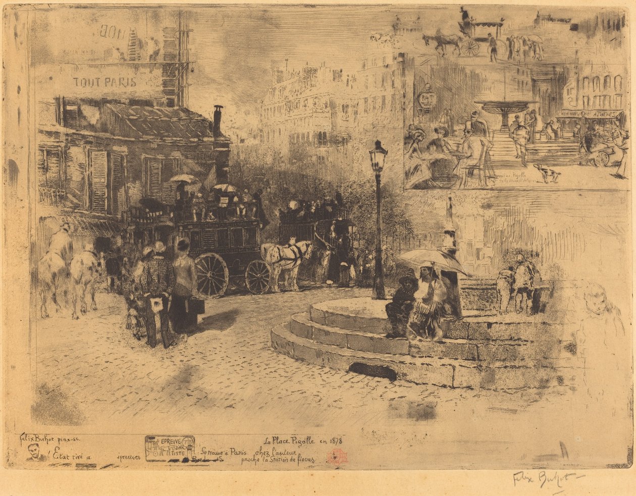 Place Pigalle im Jahr 1878 von Felix Hilaire Buhot
