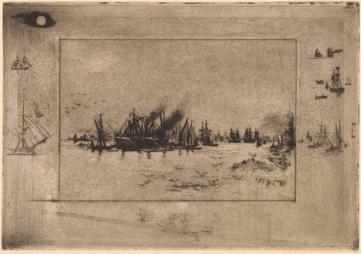 Der Hafen mit Möwen (Le Port aux Mouettes) von Felix Hilaire Buhot