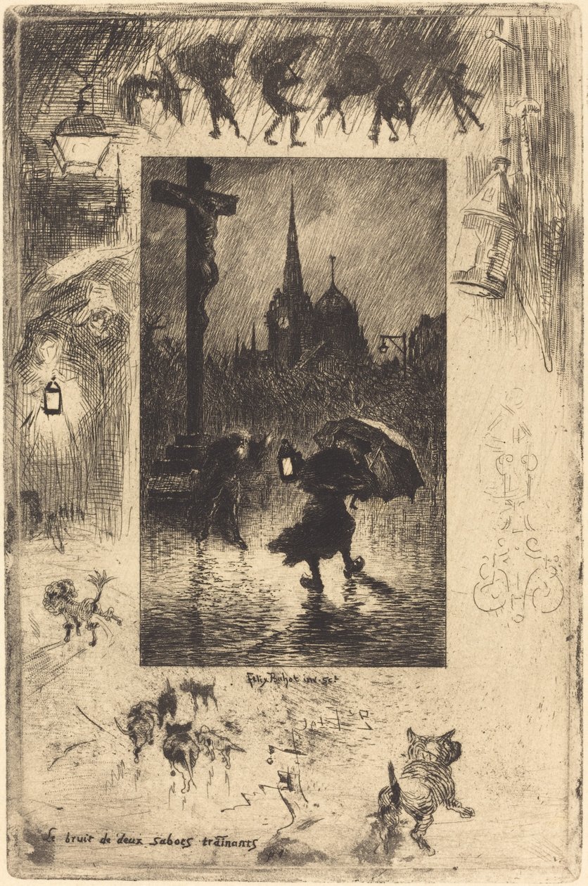Das Geräusch von zwei schlurfenden Holzschuhen von Felix Hilaire Buhot