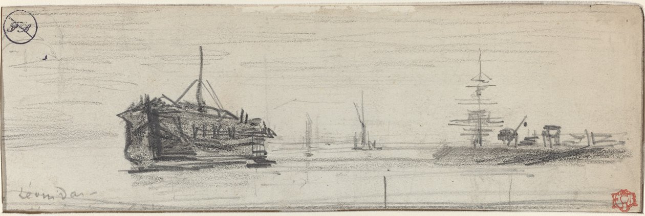Schiffe im Hafen von London von Felix Hilaire Buhot