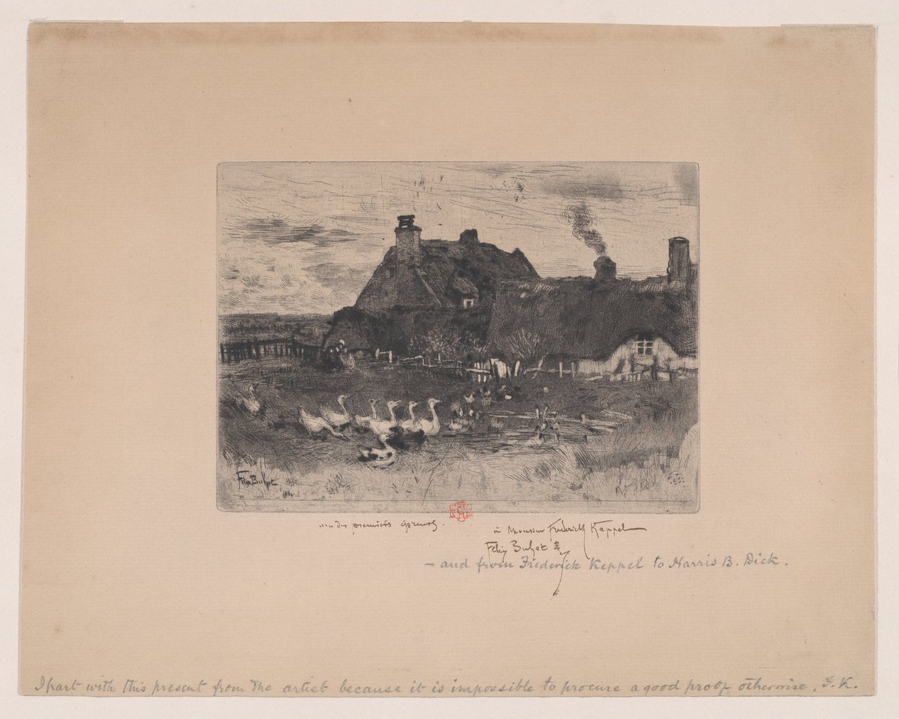 Kleine strohgedeckte Hütten Les Petites Chaumières, 1878 von Felix Hilaire Buhot