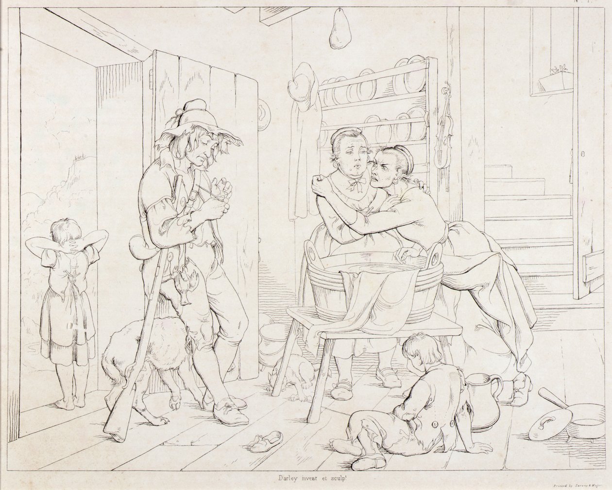 Rip von seiner Frau genervt (Rip Van Winkle, Illustration) von Felix Octavius Carr Darley