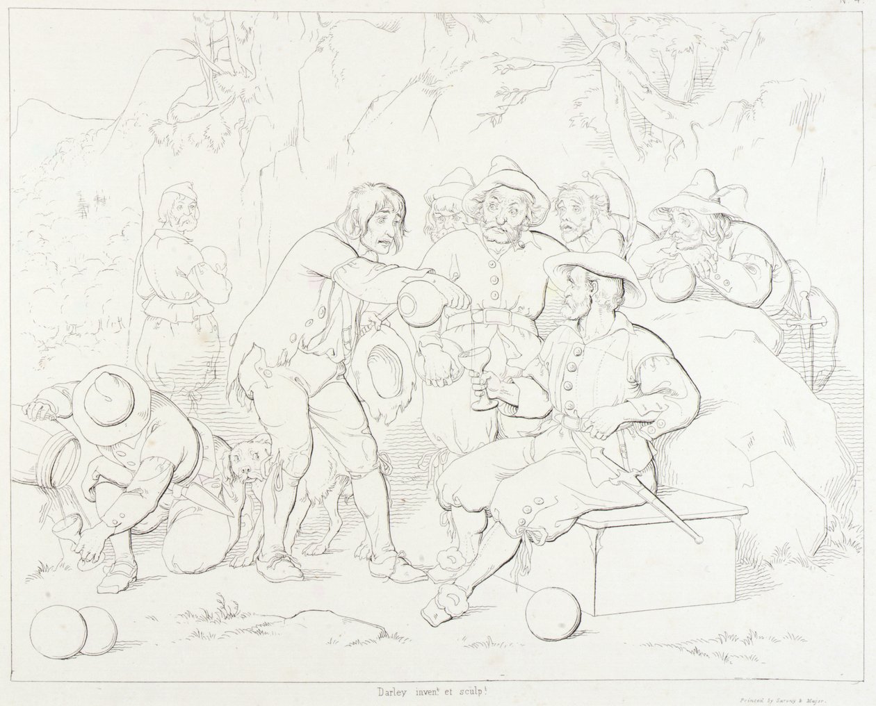 (Rip Van Winkle, Illustration) Rip serviert den seltsamen Männern in den Bergen Alkohol von Felix Octavius Carr Darley