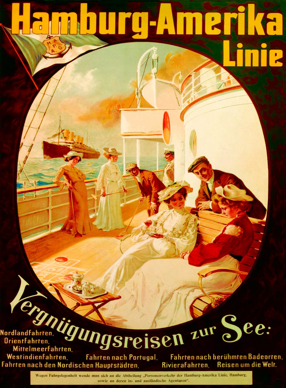 Vergnügungsfahrt auf dem Meer, Plakatwerbung für die Hamburg-Amerika-Linie, 1904 von Felix Schwormstadt