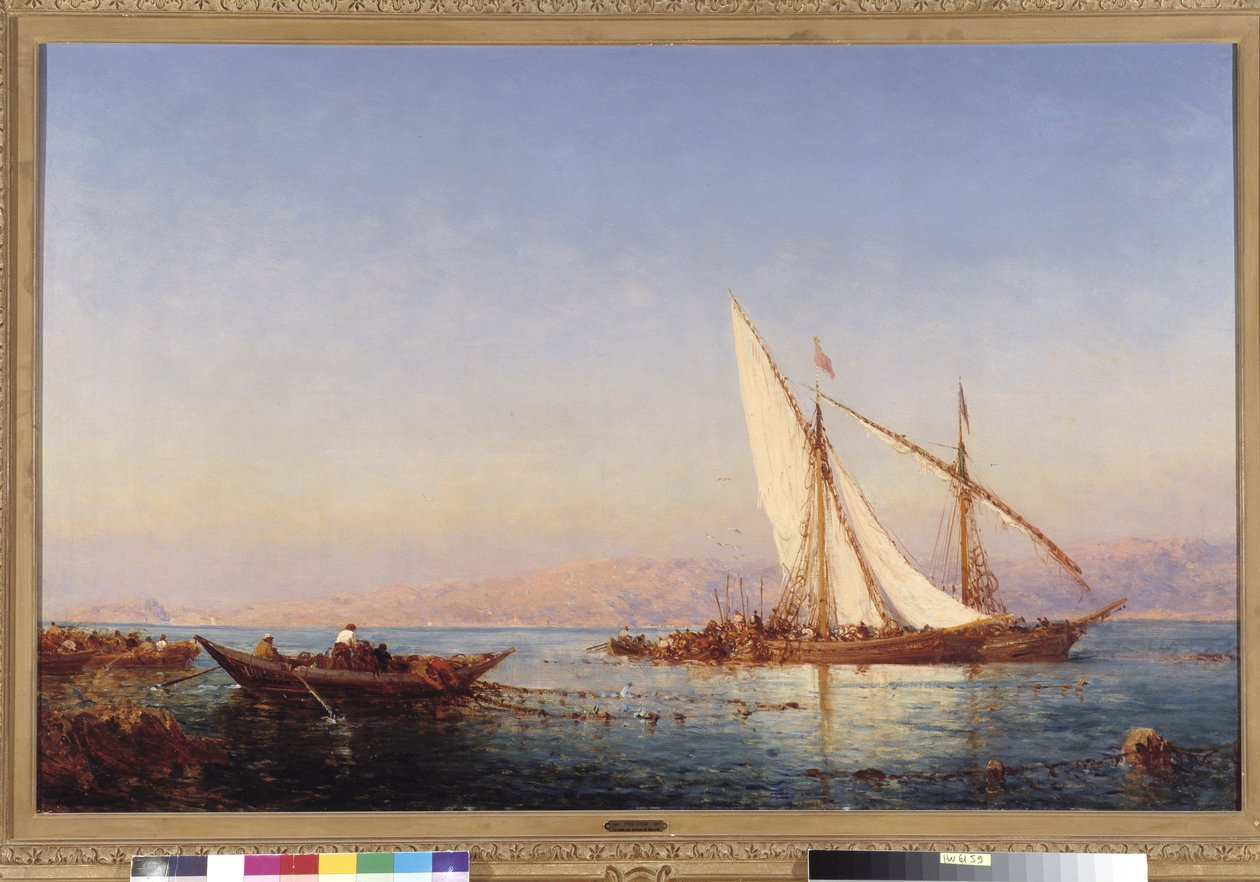 Fischen in Marseille. Gemälde von Felix Ziem (1821-1911). Sammlung Fondation Regards de Provence, Marseille von Félix Ziem