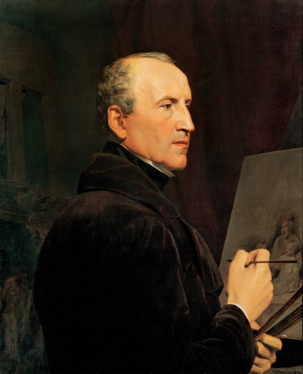 Selbstbildnis vor der Staffelei von Ferdinand Georg Waldmuller