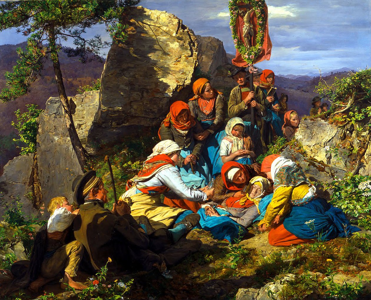 Die unterbrochene Pilgerreise Der kranke Pilger, 1858 von Ferdinand Georg Waldmuller