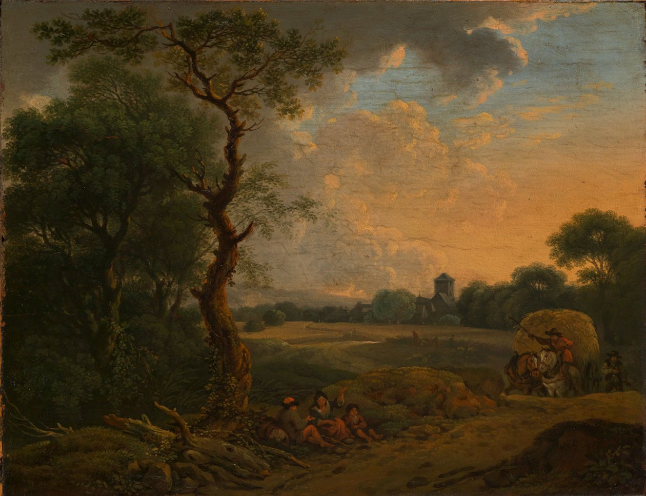 Abendlandschaft mit Heuwagen von Ferdinand Kobell