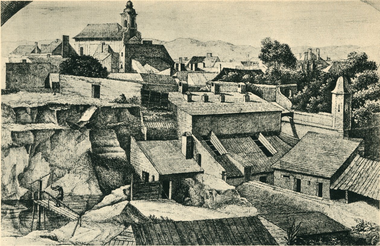 Steinbruch in Alt-Matzleinsdorf, mit der Pfarrkirche St. Florian in Wien, 1814-1815, 1943 von Ferdinand Olivier