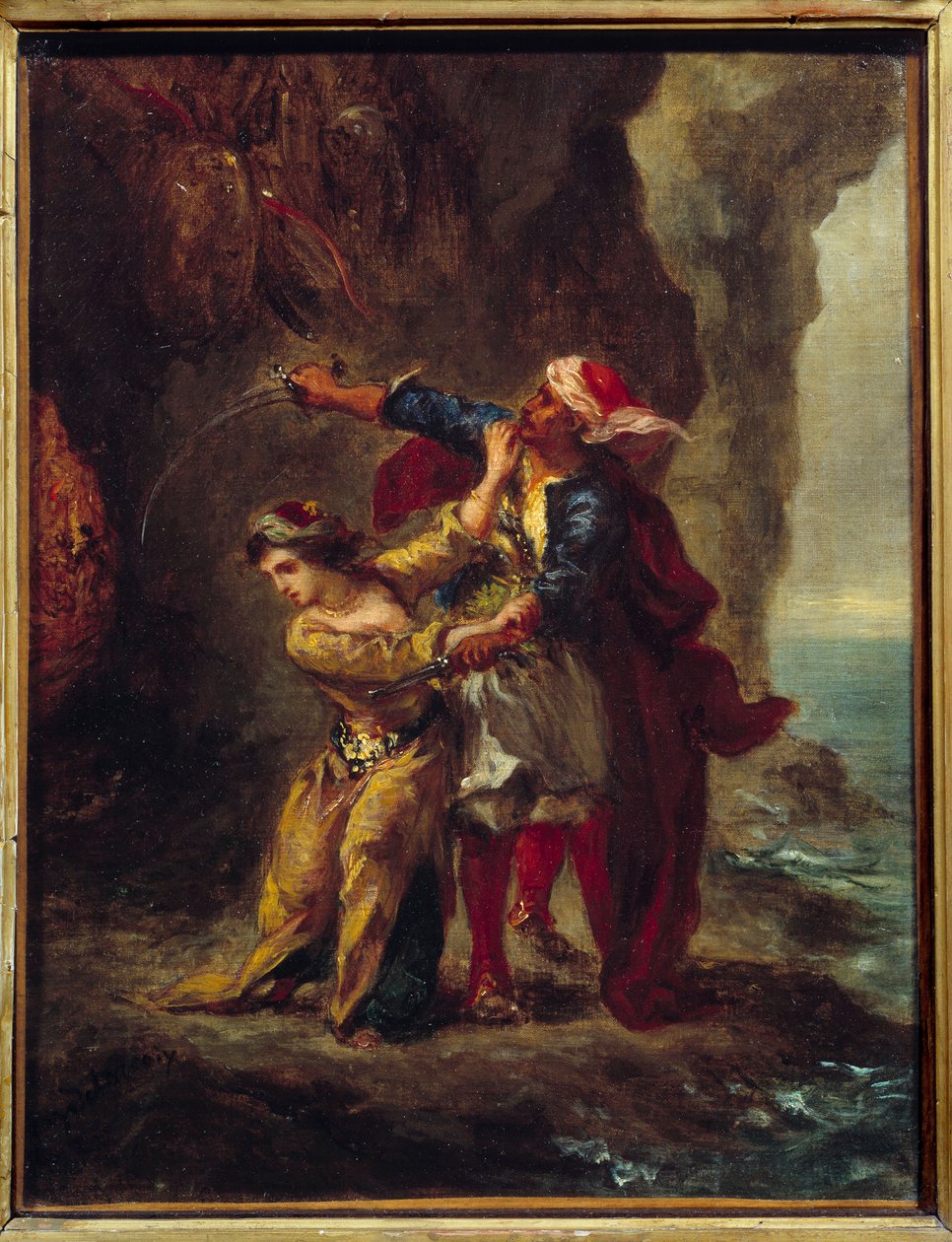Die Braut von Abydos. Illustration aus dem Buch von George Gordon Byron, bekannt als Lord Byron (1788-1824), „Die Braut von Abydos“, Gesang II Strophe XXIII von Ferdinand Victor Eugene Delacroix