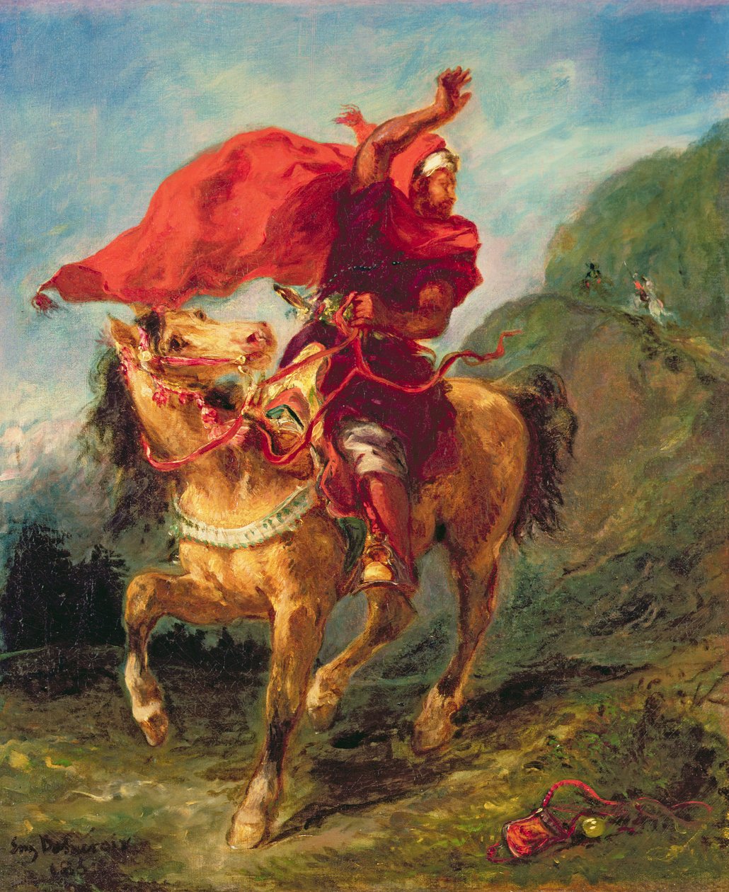 Arabischer Reiter gibt ein Signal von Ferdinand Victor Eugene Delacroix